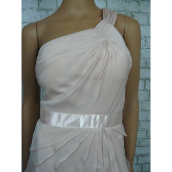$149 Adrianna Papell Blush Pink Chiffon Tiered Flutter Sheath Dress 14 NWT A218 - Picture 7 of 12
